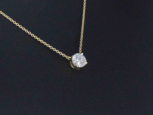 Gouden halsketting met een briljant geslepen diamant van 0.50 carat - afbeelding 4 van  8
