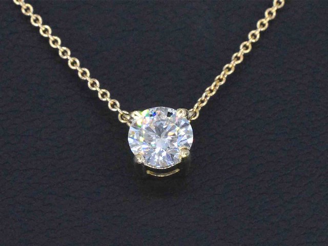 Gouden halsketting met een briljant geslepen diamant van 0.50 carat - afbeelding 5 van  8