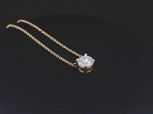 Gouden halsketting met een briljant geslepen diamant van 0.50 carat - afbeelding 7 van  8