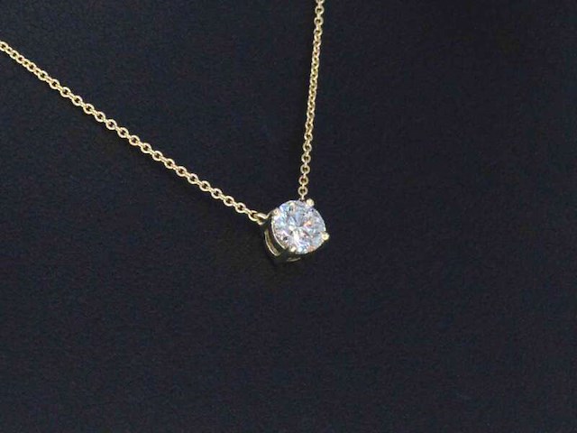 Gouden halsketting met een briljant geslepen diamant van 0.50 carat - afbeelding 3 van  9