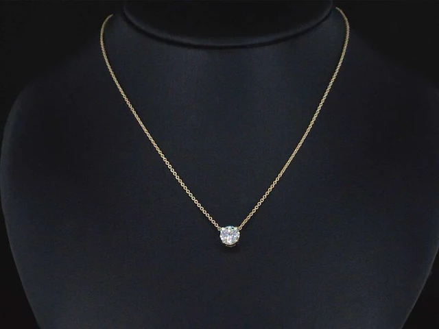 Gouden halsketting met een briljant geslepen diamant van 0.50 carat - afbeelding 2 van  9