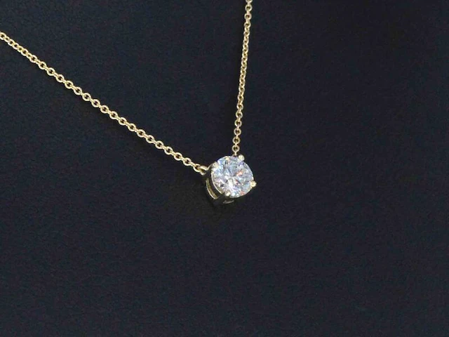 Gouden halsketting met een briljant geslepen diamant van 0.50 carat - afbeelding 3 van  9