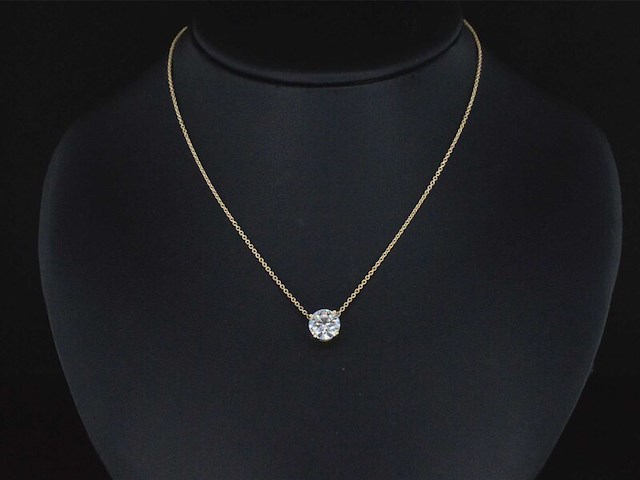 Gouden halsketting met een briljant geslepen diamant van 1.00 carat - afbeelding 2 van  6