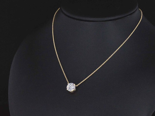 Gouden halsketting met een briljant geslepen diamant van 1.00 carat - afbeelding 3 van  6