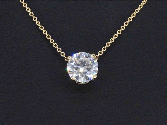 Gouden halsketting met een briljant geslepen diamant van 1.00 carat - afbeelding 4 van  6