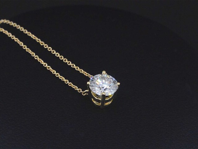 Gouden halsketting met een briljant geslepen diamant van 1.00 carat - afbeelding 6 van  6