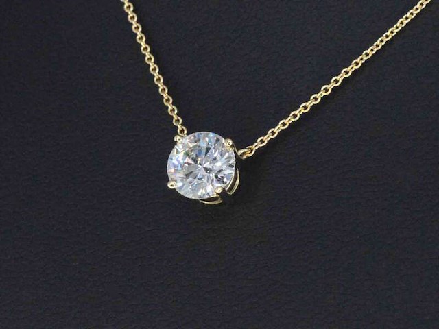 Gouden halsketting met een briljant geslepen natuurlijke diamant van 1.00 carat - afbeelding 1 van  8