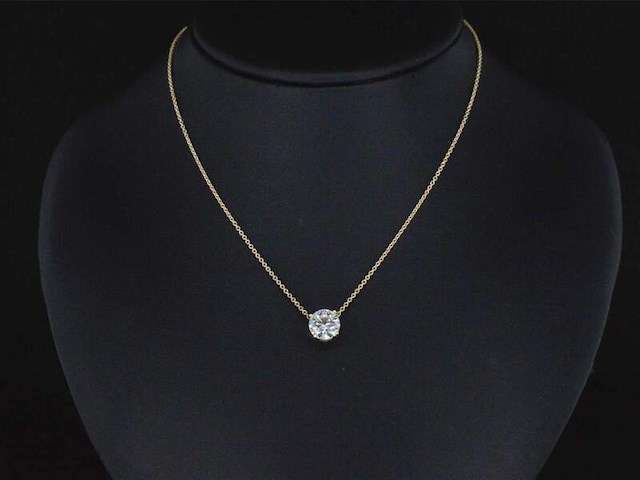 Gouden halsketting met een briljant geslepen natuurlijke diamant van 1.00 carat - afbeelding 2 van  8
