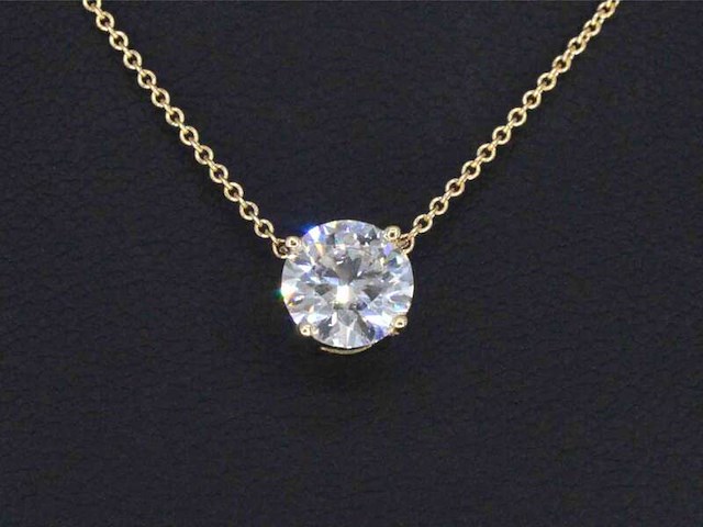 Gouden halsketting met een briljant geslepen natuurlijke diamant van 1.00 carat - afbeelding 4 van  8