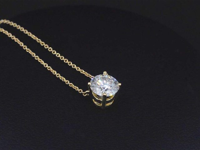 Gouden halsketting met een briljant geslepen natuurlijke diamant van 1.00 carat - afbeelding 6 van  8