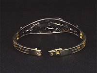 Gouden hand gemaakte armband met roos geslepen diamanten en emaille, zeer vintage - afbeelding 8 van  8