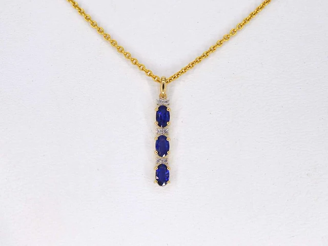 Gouden hanger diamant saffier - afbeelding 2 van  6