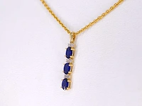 Gouden hanger diamant saffier - afbeelding 4 van  6