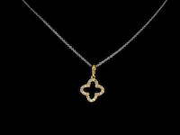 Gouden hanger in klaver vier vorm met diamanten, excl. ketting - afbeelding 3 van  10