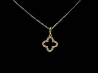 Gouden hanger in klaver vier vorm met diamanten, excl. ketting - afbeelding 6 van  10