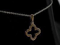 Gouden hanger in klaver vier vorm met diamanten, excl. ketting - afbeelding 7 van  10