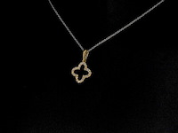 Gouden hanger in klaver vier vorm met diamanten, excl. ketting - afbeelding 8 van  10