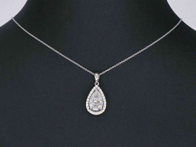 Gouden hanger in peer vorm met diamant 2.01 carat, excl. ketting - afbeelding 5 van  10