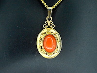 Gouden hanger met bloedkoraal, excl. ketting - afbeelding 1 van  11