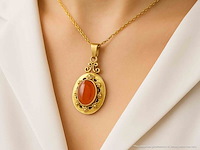 Gouden hanger met bloedkoraal, excl. ketting - afbeelding 4 van  11