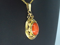 Gouden hanger met bloedkoraal, excl. ketting - afbeelding 5 van  11