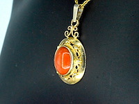Gouden hanger met bloedkoraal, excl. ketting - afbeelding 6 van  11
