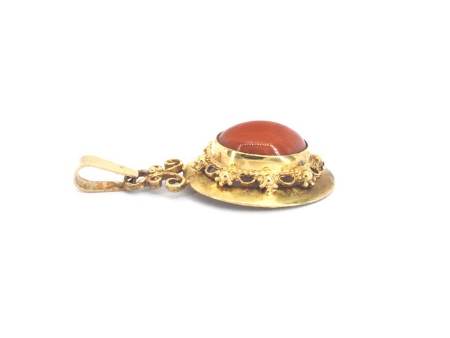 Gouden hanger met bloedkoraal, excl. ketting - afbeelding 7 van  11