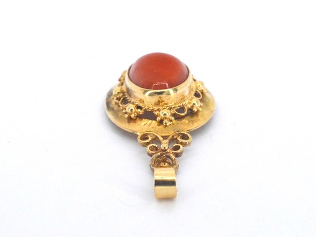 Gouden hanger met bloedkoraal, excl. ketting - afbeelding 10 van  11