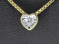 Gouden hanger met briljant geslepen diamant in hartvorm - afbeelding 1 van  2