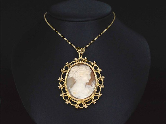 Gouden hanger met camee, excl. ketting - afbeelding 2 van  4