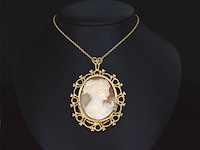Gouden hanger met camee, excl. ketting - afbeelding 2 van  4