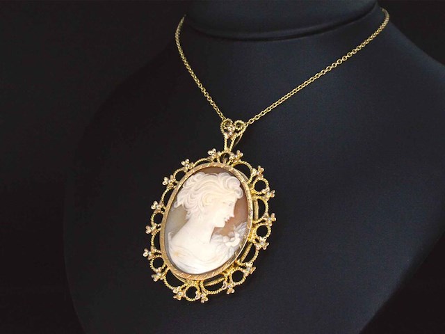 Gouden hanger met camee, excl. ketting - afbeelding 3 van  4