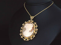 Gouden hanger met camee, excl. ketting - afbeelding 3 van  4