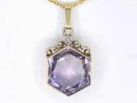 Gouden hanger met diamant en edelsteen, excl. ketting - afbeelding 1 van  9