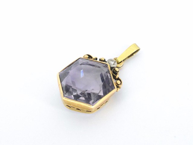 Gouden hanger met diamant en edelsteen, excl. ketting - afbeelding 5 van  9