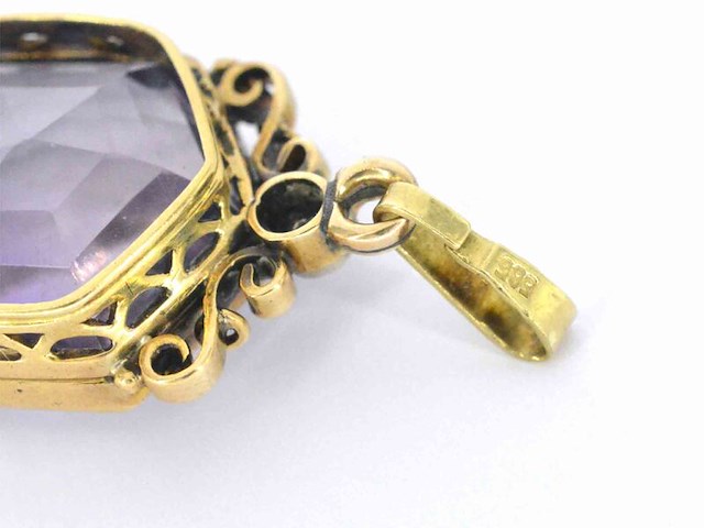 Gouden hanger met diamant en edelsteen, excl. ketting - afbeelding 7 van  9