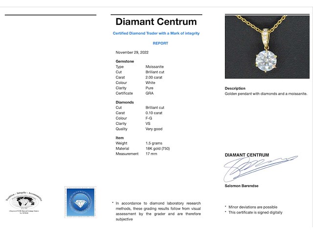 Gouden hanger met diamanten en een briljant - afbeelding 3 van  8
