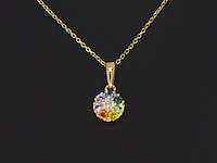 Gouden hanger met diamanten en multicolour saffieren, excl. ketting - afbeelding 4 van  6