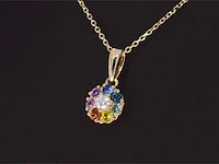 Gouden hanger met diamanten en multicolour saffieren, excl. ketting - afbeelding 3 van  7