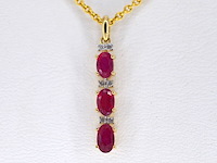 Gouden hanger met diamanten en robijn, excl. ketting - afbeelding 1 van  7
