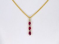 Gouden hanger met diamanten en robijn, excl. ketting - afbeelding 2 van  7