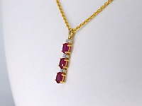 Gouden hanger met diamanten en robijn, excl. ketting - afbeelding 3 van  7