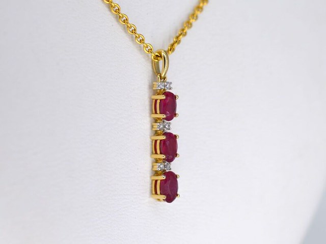 Gouden hanger met diamanten en robijn, excl. ketting - afbeelding 4 van  7