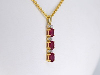 Gouden hanger met diamanten en robijn, excl. ketting - afbeelding 4 van  7