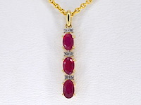 Gouden hanger met diamanten en robijn, excl. ketting