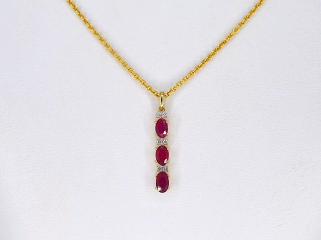 Gouden hanger met diamanten en robijn, excl. ketting - afbeelding 2 van  7