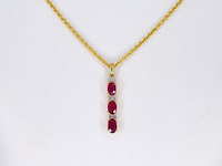Gouden hanger met diamanten en robijn, excl. ketting - afbeelding 2 van  7