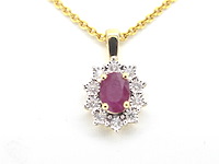 Gouden hanger met diamanten en robijn, excl. ketting