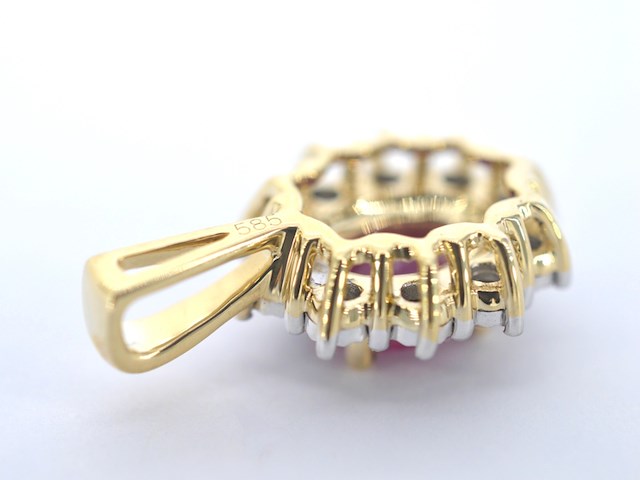 Gouden hanger met diamanten en robijn, excl. ketting - afbeelding 9 van  12