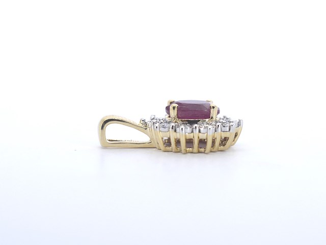 Gouden hanger met diamanten en robijn, excl. ketting - afbeelding 12 van  12